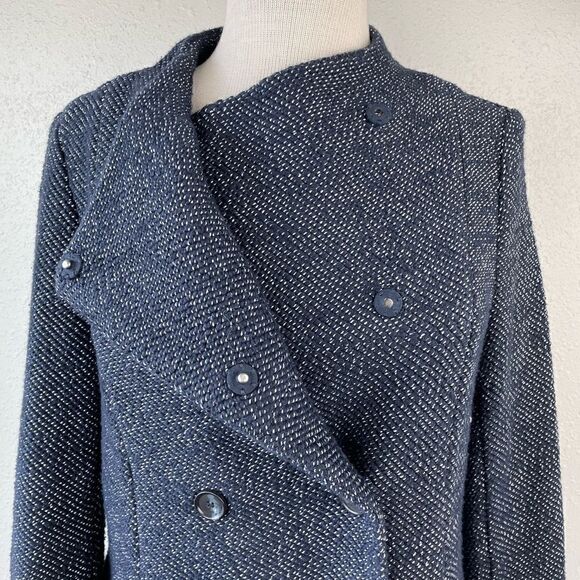 Loft Dark Navy Blue Pea Coat Size Petite Large EUC - Picture 3 of 8